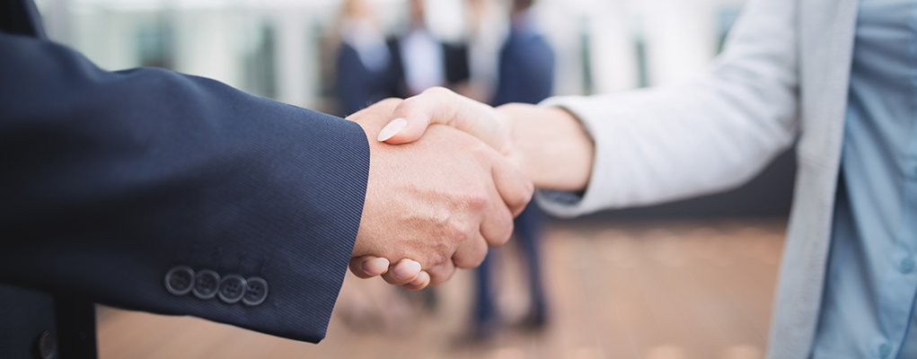 Close-up of businesspeople shaking hands
